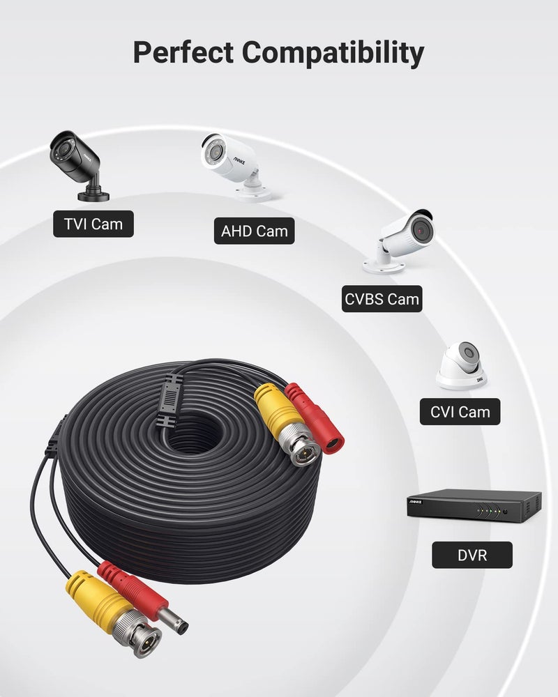 ANNKE (4) 150 Feet Video Power Cable for Security Camera System, All-in-One BNC Extension Surveillance Camera Cable for CCTV Security DVR System Installation, Free 4 x BNC Connectors Included - Image 4