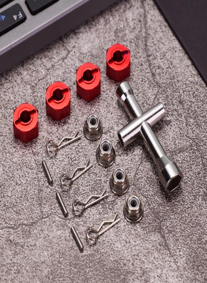 Mesimsple Alloy Wheel Hex Hub Lock Nut & Body Clips for 1/16 H16207 16208 16209 16210 H16H H16E H16P H16BM H16BM H16GT H16DR Series Upgrades Part Red - Image 2