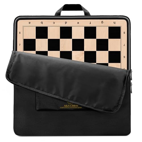 a&a AA 2125 Professional Wooden Tournament Chess BoardEbony Wood Maple Inlay 225 Squares wNotation - Image 1