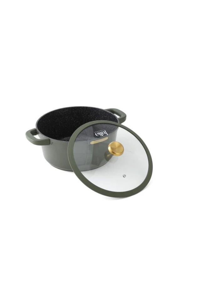 Julia Elite Top Casserole 20cm with Lid - Olive Green - Black Granite Non-Stick - Induction Ready - Image 3