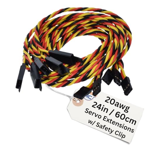 BackBay R/C BackBay RC 20awg Servo Extension Wire wSafety Clip 100 Strands for RC Vehicles Drones EBikes 8 Lengths 5 Wires per Pack 60CM 24in - Image 1