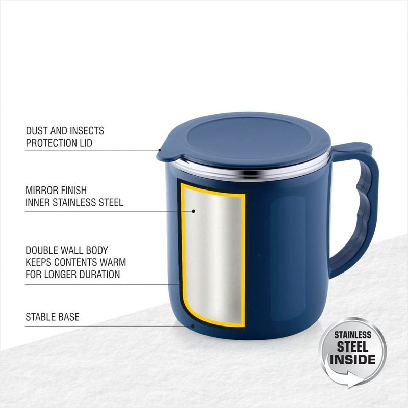 MARWALL Inner Stainless Steel Double Wall Coffee Mug with Lid200ml Pack of 2 PcsMulti Color - Image 3
