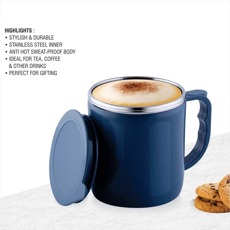 MARWALL Inner Stainless Steel Double Wall Coffee Mug with Lid200ml Pack of 2 PcsMulti Color - Image 4