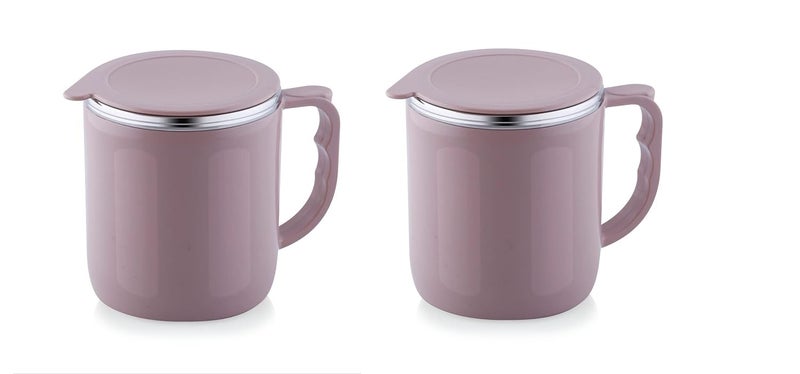 MARWALL Inner Stainless Steel Double Wall Coffee Mug with Lid200ml Pack of 2 PcsMulti Color - Image 1
