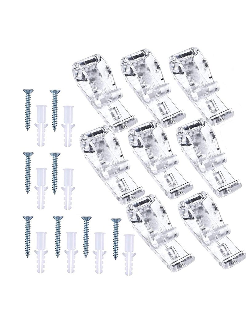 Excefore Curtain Clear P Clips Hook, Plastic Roller Blind Safety Clips for Cord, Blind Cord Safety Device Clips for Vertical and Roman Roller Blinds Curtain Ball Chain Cord Control with Screws 8Pcs - Image 1