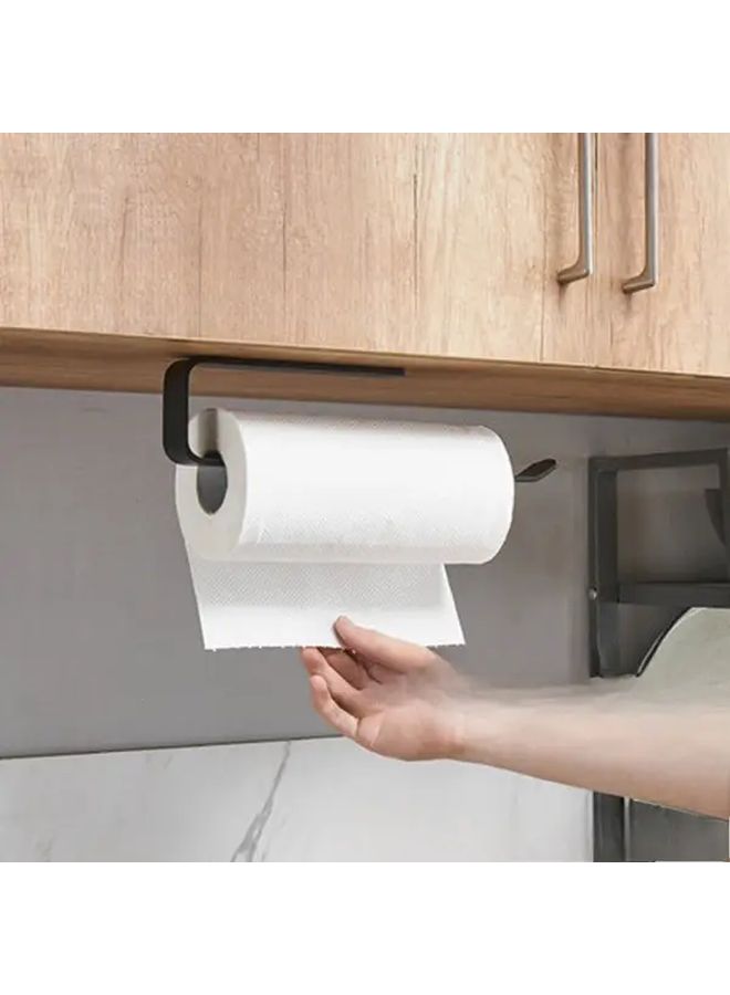 Black Self Adhesive Wall Hanging Organizer Space Saving Dual Purpose Tissue Holder For Paper Rolls Hand Towels Kitchen Bathroom Storage No Drilling Plastic - Image 4