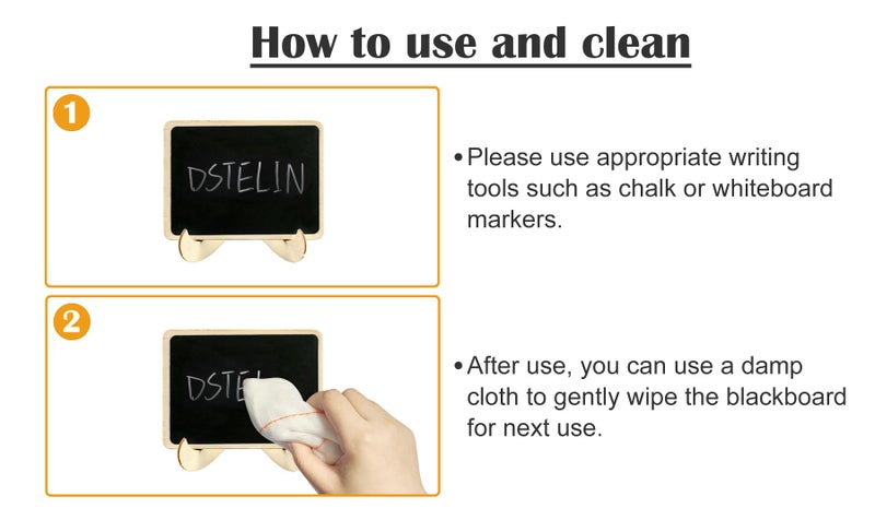 DSTELIN 10 Pack Mini Chalkboards Signs with Easel Stand, Small Rectangle Chalkboards Blackboard, Wood Place Cards for Weddings, Birthday Parties, Message Board Signs and Event Decoration - Image 3
