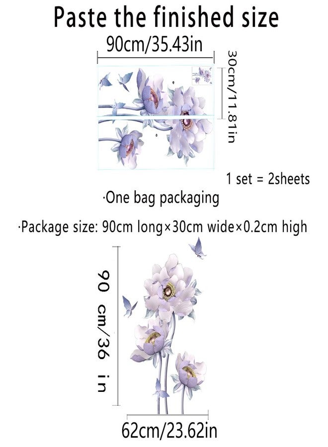 Runtoo 3D Flower Wall Art Stickers - Purple Lotus Floral Wall Decals for Living Room, Bedroom, TV Background Decor - Image 4