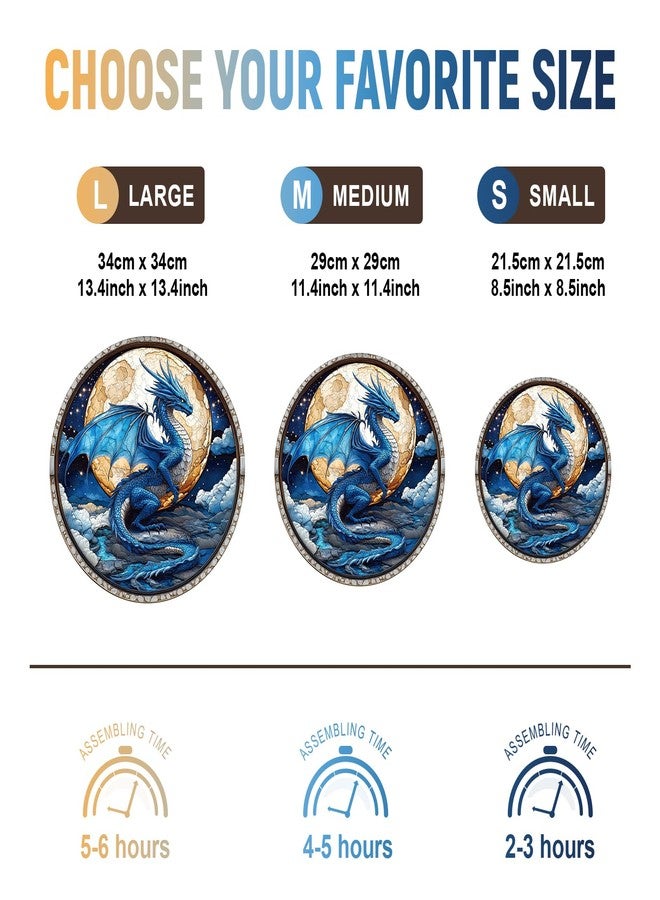 Purdicra Wooden Puzzles for Adults - Unique Animal Shaped Moonlit Blue Dragon Puzzle, 3D Vision Wooden Jigsaw Puzzle, Christmas Birthday Gifts for Friends/Family, Home Decor 11.4 * 11.4in 200pcs - Image 3