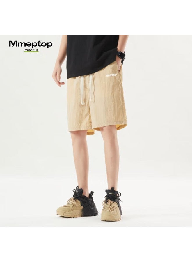 Mmoptop Men's Summer Casual Sports Outdoor Thin Cool Feeling Straight Five-point Shorts Bjq01p Apricot M - Image 3