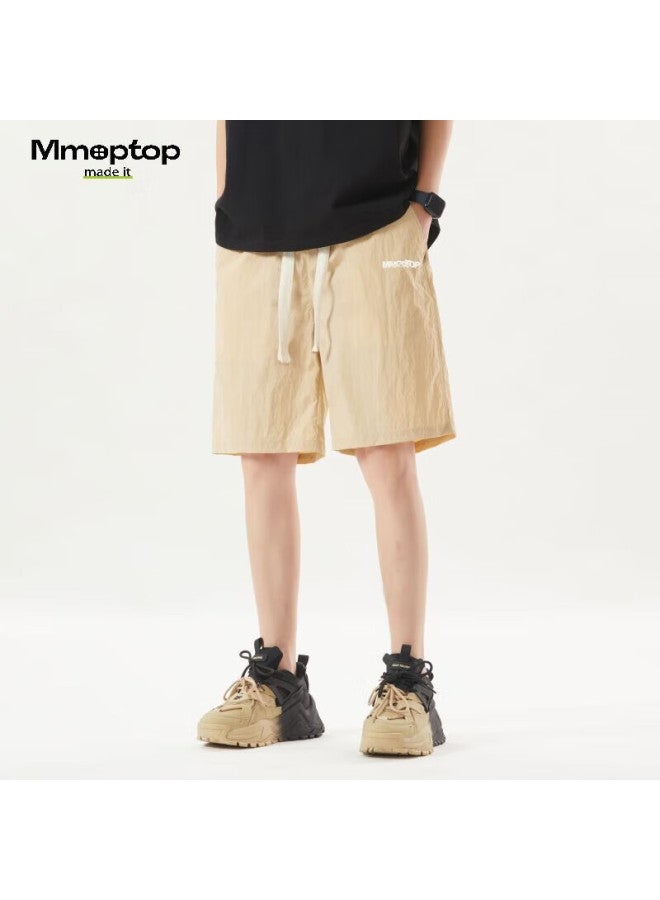 Mmoptop Men's Summer Casual Sports Outdoor Thin Cool Feeling Straight Five-point Shorts Bjq01p Apricot M - Image 2