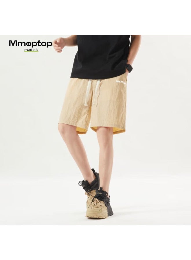 Mmoptop Men's Summer Casual Sports Outdoor Thin Cool Feeling Straight Five-point Shorts Bjq01p Apricot M - Image 1