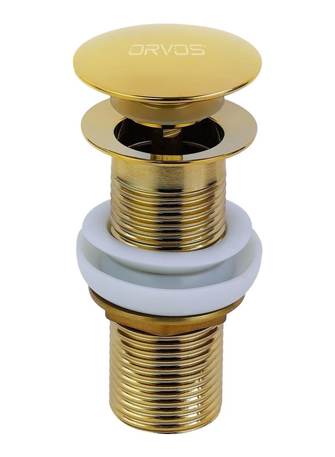 Orvos Pop-Up Style Waste Coupling, Pure Brass, Royal Golden Color, 5 Inches, for Sinks and Wash Basins - Image 1