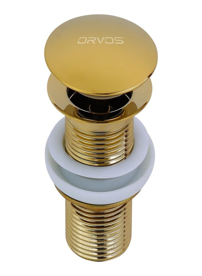 Orvos Pop-Up Style Waste Coupling, Pure Brass, Royal Golden Color, 5 Inches, for Sinks and Wash Basins - Image 5