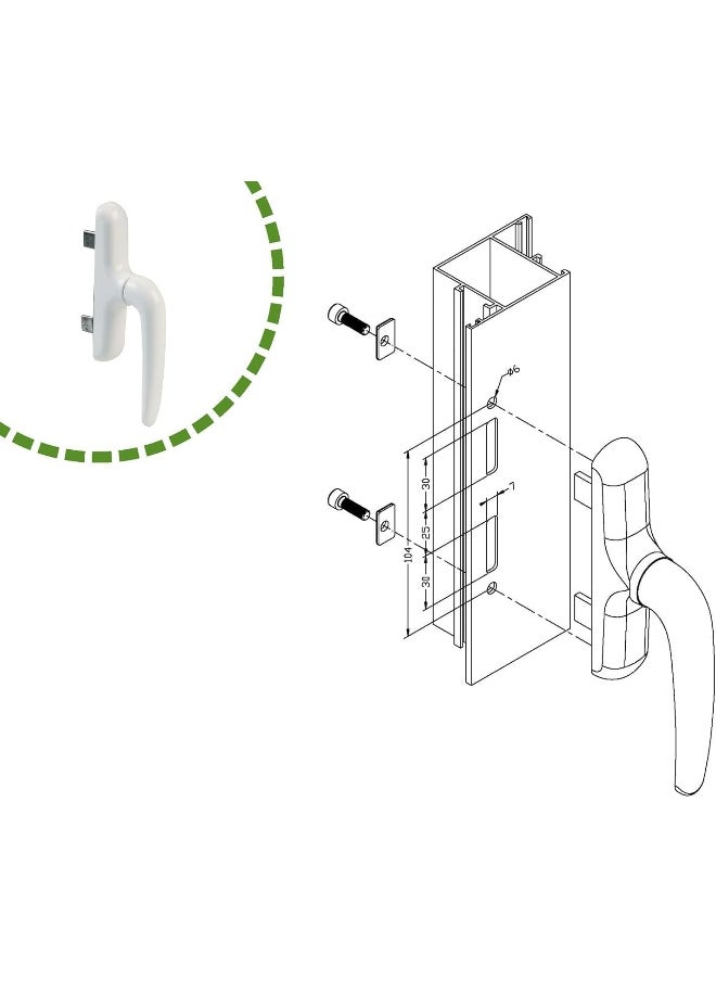 Biella Window Handle | Universal Locking Mechanism Aluminium Window Door Handle, Ideal For Home, Office, Interior And Exterior Use (White)  - Image 3