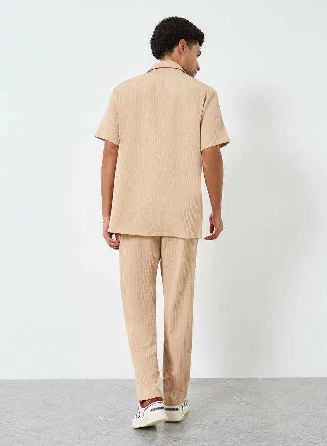 Take Two  Men Textured Spread Collar Shirt and Pants Co-Ords for Men | Best Price UAE