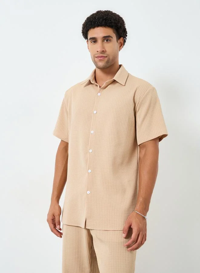 Take Two Men Textured Spread Collar Shirt and Pants Co-Ords