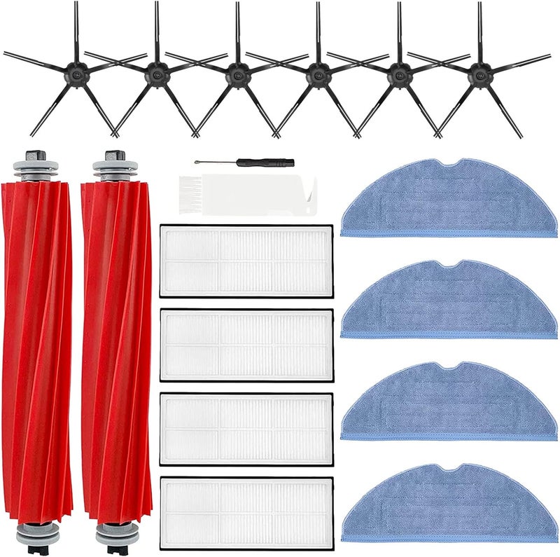 Bvhonwe 16 Pack S7 Replacement Parts Compatible with Xiaomi Roborock S7 S7+ S7 MaxV, S7 MaxV Plus T7S T7 plus T7S plus Robot Vacuum, 2 Roller Brush, 4 Filter, 6 Side Brush, 4 Mop Cloth - Image 1