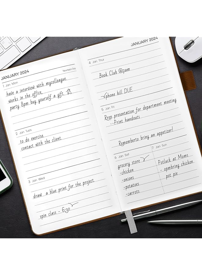 erorex 2024 2025 Pocket Planner Weekly And Monthly 18 Months Pocket Calendar Jan. 2024 Jun. 2025 Weekly And Daily Appointment Book Pocket Calendar 2024 Leather Cover 6.7  - Image 4
