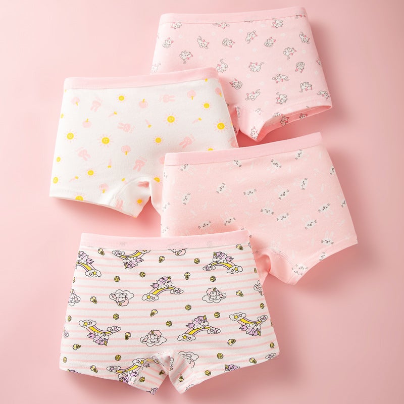 Summer Pure Cotton Girls Underwear 8019 Rainbow Rabbit 