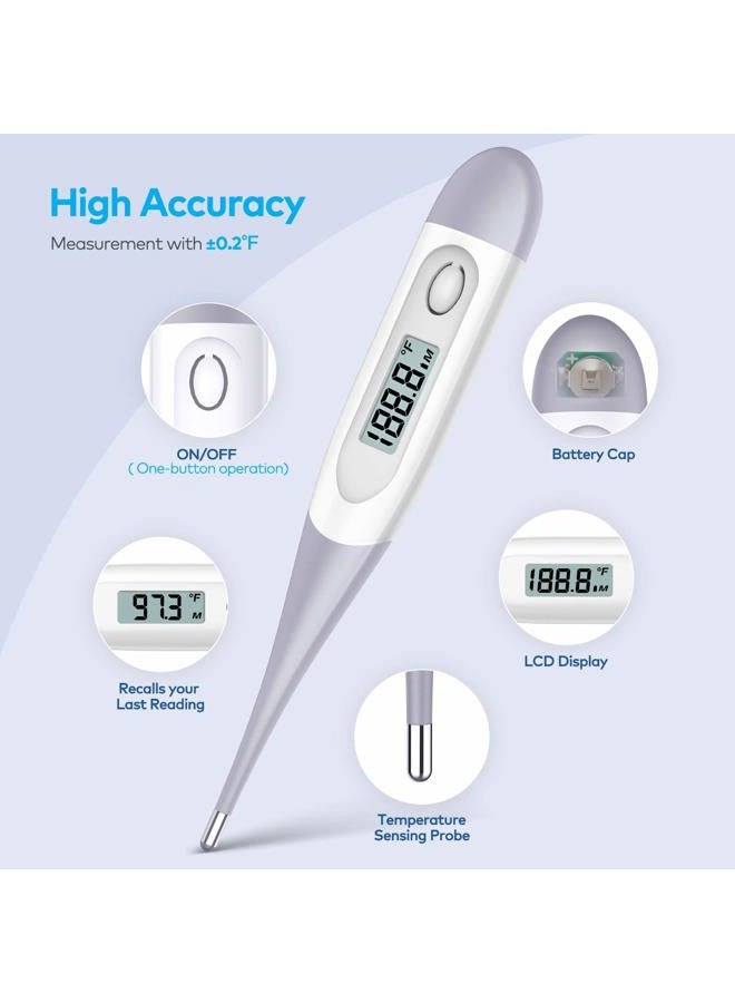 Boncare 10 Seconds Digital Thermometer for Adults and Kids - Accurate & Safe Rectal Thermometer for Baby with Fever Alarm, Oral Thermometer FSA HSA Eligible (Gray) - Image 4