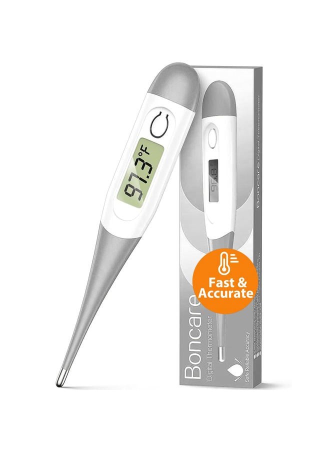 10 Seconds Digital Thermometer for Adults and Kids - Accurate & Safe Rectal Thermometer for Baby with Fever Alarm, Oral Thermometer FSA HSA Eligible (Gray)