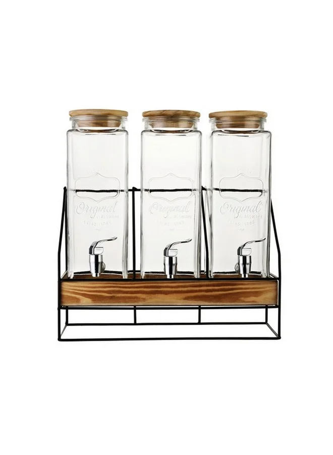 Bien Servi 4-Piece High Quality Glass Dispenser with Iron Stand Multicolor 2.3 L 238118B