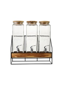 Bien Servi 3-Piece High Quality Glass Dispenser with Iron Stand Multicolor 2.3 L 238118B  - Image 2
