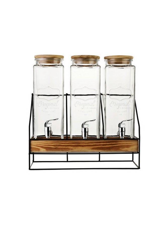 Bien Servi 3-Piece High Quality Glass Dispenser with Iron Stand Multicolor 2.3 L 238118B  - Image 2