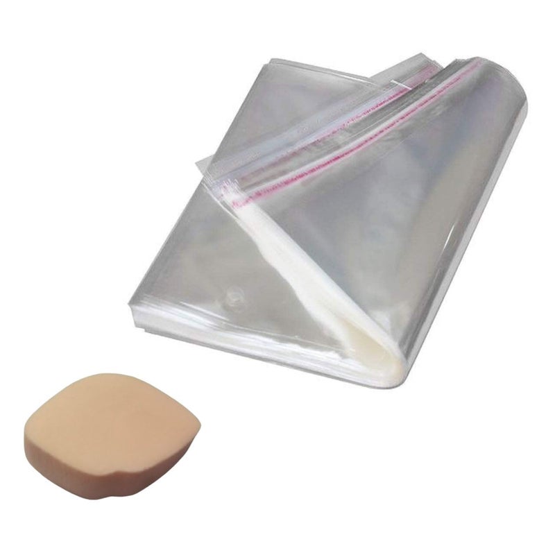 Webshoppers Webshoppers Self Adhesive BOPP Seal Transparent Plastic Packing Bags Pouches for Multipurpose Garments Clothes Saree Shirt 100 14 x 18 with Powder Puff  - Image 2