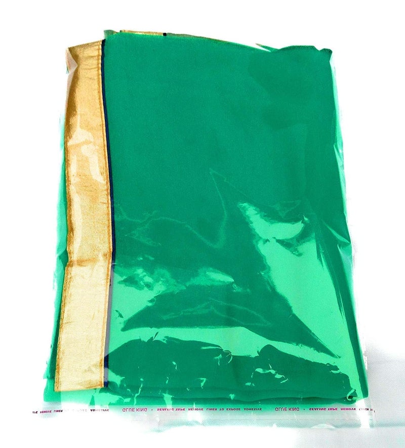 Webshoppers Webshoppers Self Adhesive BOPP Seal Transparent Plastic Packing Bags Pouches for Multipurpose Garments Clothes Saree Shirt 100 14 x 18 with Powder Puff  - Image 4