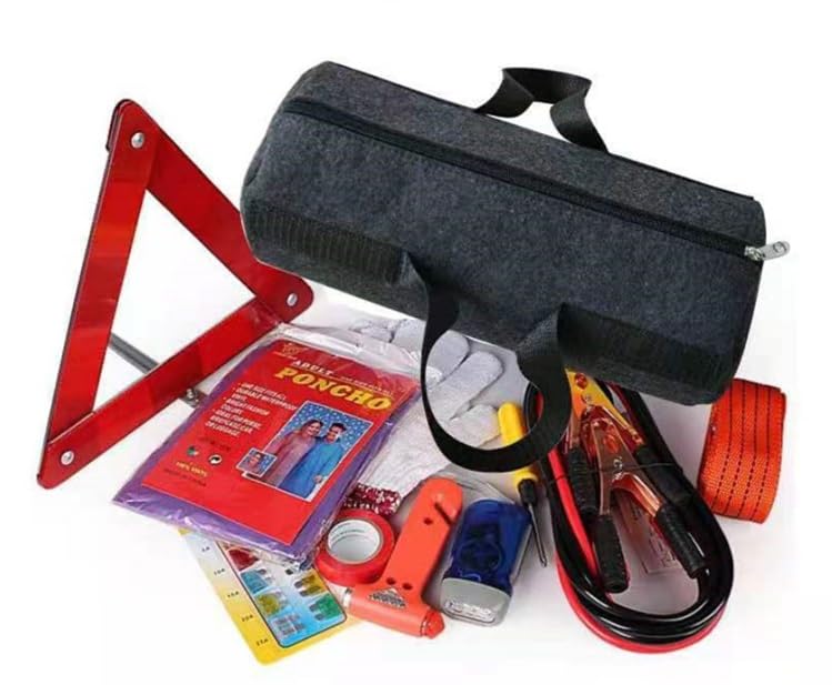 JVCV حقيبة أدوات صغيرة مصنوعة من الفelt بحجم 15 بوصة للسيارات، سعة كبيرة بفم واسع، مجموعة تخزين بسحاب، حقيبة يد لتنظيم صندوق السيارة، SUV، سيدان، شاحنة، ميني فان (صغيرة - حقيبة أدوات)، رمادي - Image 2