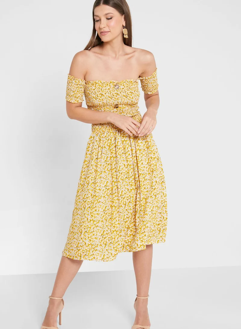 ELLA Button Detail Off Shoulder Top