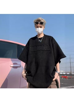 Generic 2024 Mens Suede Short Sleeve Tee Casual Fashion Ace-t30 black  - Image 4