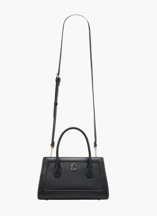 Le Confort Women's Monogram Print Tote Bag with Detachable Strap and Zip Closure