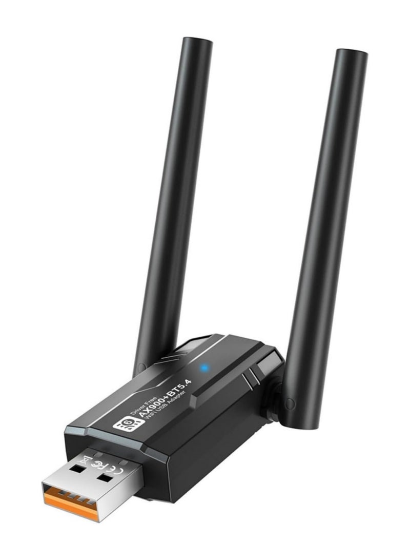اووكاي محول واي فاي 6 USB لأجهزة الكمبيوتر المكتبية - محول شبكة لاسلكية AX900 بتردد 2.4 جيجاهرتز/5 جيجاهرتز، توصيل وتشغيل، هوائي ثنائي النطاق عالي الكسب 5 ديسيبل، يدعم Windows 11/10 - Image 1