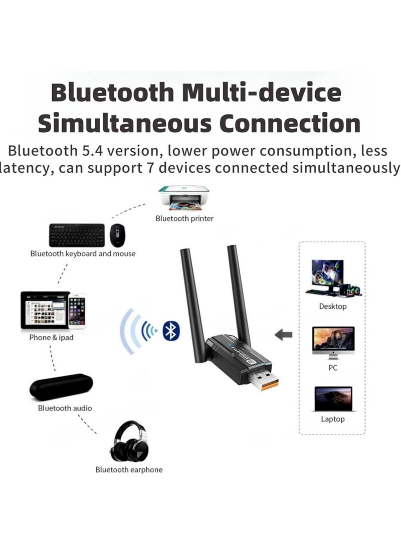 اووكاي محول واي فاي 6 USB لأجهزة الكمبيوتر المكتبية - محول شبكة لاسلكية AX900 بتردد 2.4 جيجاهرتز/5 جيجاهرتز، توصيل وتشغيل، هوائي ثنائي النطاق عالي الكسب 5 ديسيبل، يدعم Windows 11/10 - Image 5