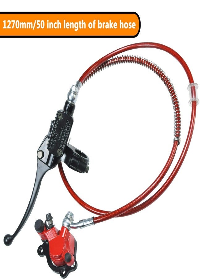 HOLATO 50 Inch Upgraded Hydraulic Brake Master Cylinder Caliper System with Brake Pads for 97cc 2.8HP Baja DoodleBug Dirt Bug DB30 Blitz Mini Bike Mini Moto On Left 7/8" Handlebars Parts Red - Image 5