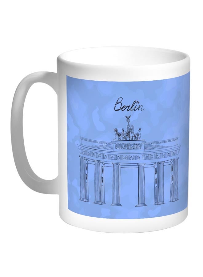 Berlin Museum Printed Coffee Mug Blue/White 11ounce
