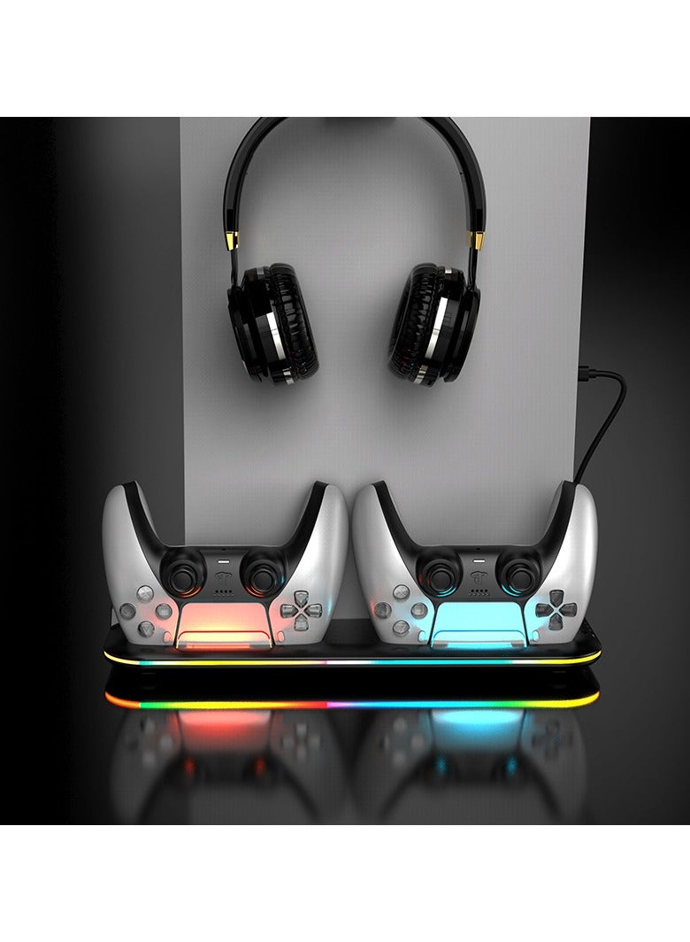 PS5 Stand and PS5 Silm Cooling Station with Dual Controller Charging Station, PS5 Accessories Incl. Controller Charger, Cooling fan, Headset holder (Fit 2023 PS5 -Fat-normal Versions) - Image 4