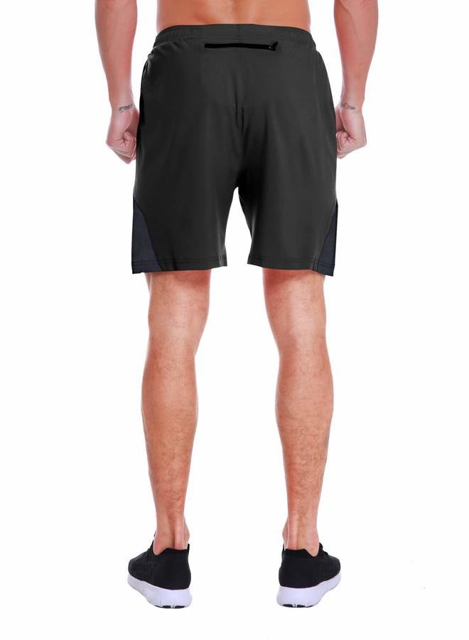 EZRUN Men's 7 Inch Quick Dry Running Shorts Workout Sport Fitness Short with Liner Zip Pocket Large Black - Image 4