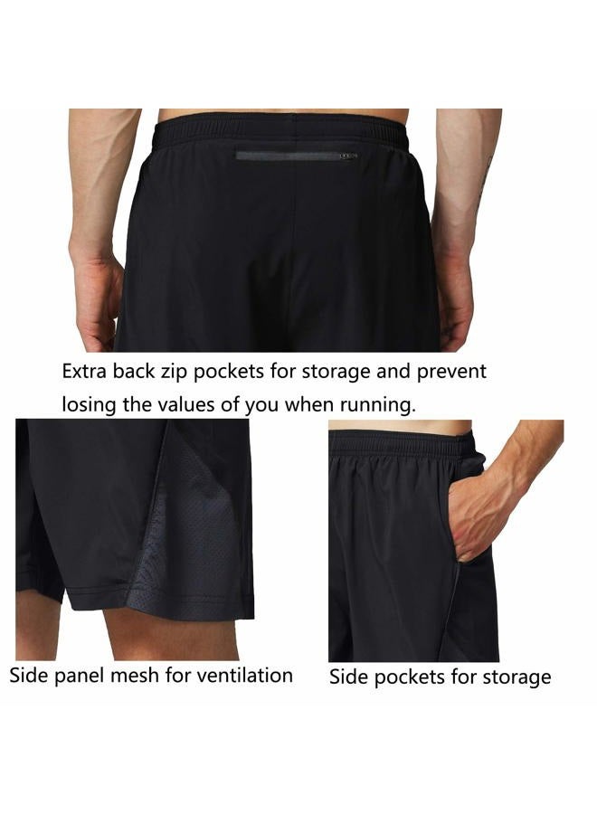 EZRUN Men's 7 Inch Quick Dry Running Shorts Workout Sport Fitness Short with Liner Zip Pocket Large Black - Image 5