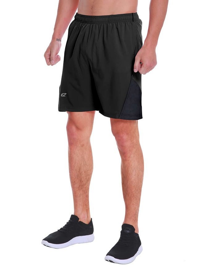 EZRUN Men's 7 Inch Quick Dry Running Shorts Workout Sport Fitness Short with Liner Zip Pocket Large Black - Image 1