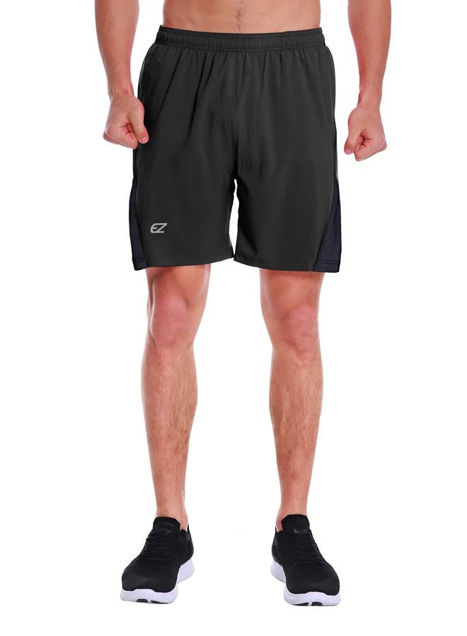 EZRUN Men's 7 Inch Quick Dry Running Shorts Workout Sport Fitness Short with Liner Zip Pocket Large Black - Image 2