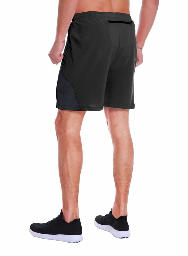 EZRUN Men's 7 Inch Quick Dry Running Shorts Workout Sport Fitness Short with Liner Zip Pocket Large Black - Image 3