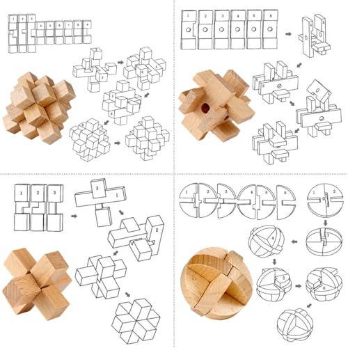 PATPAT® 12 Pack Brain Teaser Puzzles for Teens Adults and Older Kids, Wooden Metal Brain Puzzle Games, Brain Challenge Basket Stuffer Ideas for Fun and Focus - Image 2