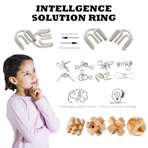 PATPAT® 12 Pack Brain Teaser Puzzles for Teens Adults and Older Kids, Wooden Metal Brain Puzzle Games, Brain Challenge Basket Stuffer Ideas for Fun and Focus - Image 5