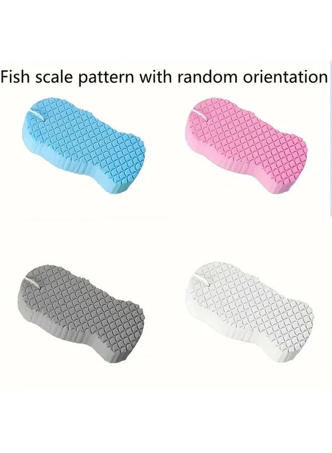 4 Pack Ultra Soft Exfoliating Bath Sponges White Grey Blue Pink Reusable Body Scrub - Image 1