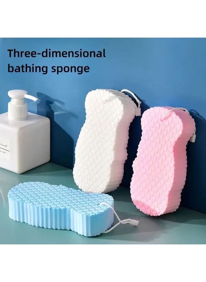 4 Pack Ultra Soft Exfoliating Bath Sponges White Grey Blue Pink Reusable Body Scrub - Image 3