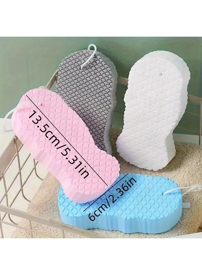 4 Pack Ultra Soft Exfoliating Bath Sponges White Grey Blue Pink Reusable Body Scrub - Image 4